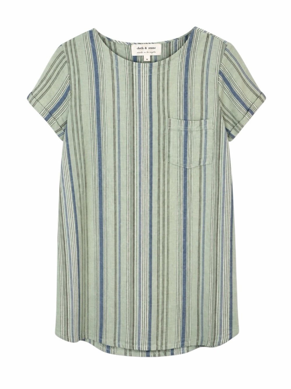 Cloth & Stone Button Back Striped Linen Blend T Shirt Dress Size women’s medium